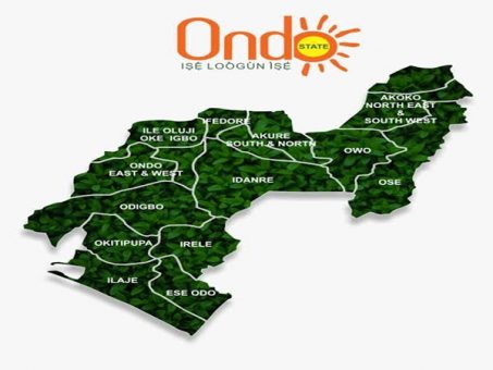 Map of Ondo State, Nigeria, highlighting location of student-led protest and Mary Ogunga assault incident