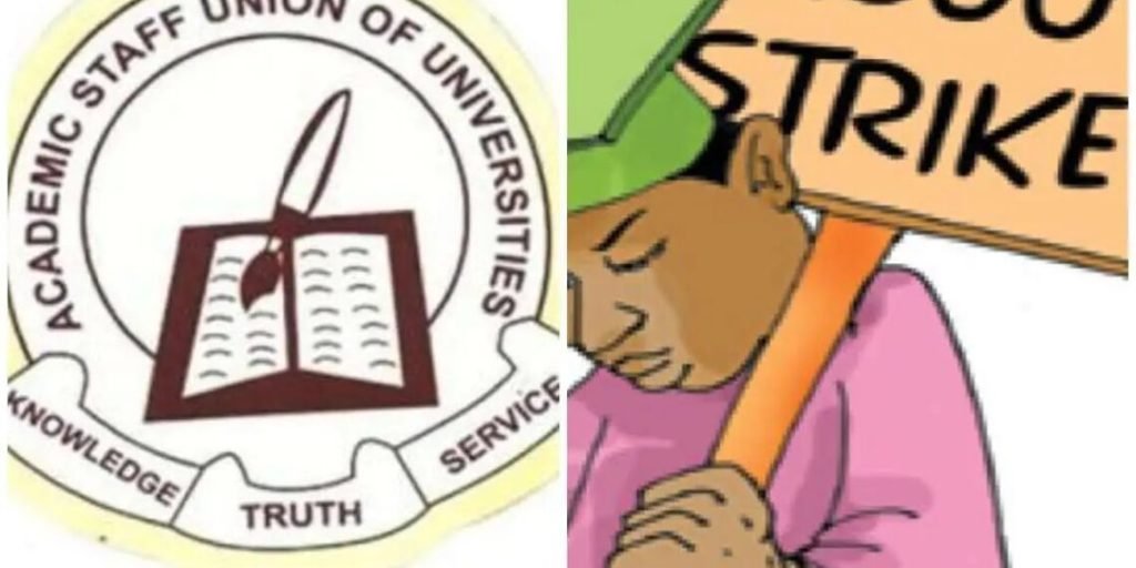ASUU lecturers holding placards during protest over delayed June 2025 salaries