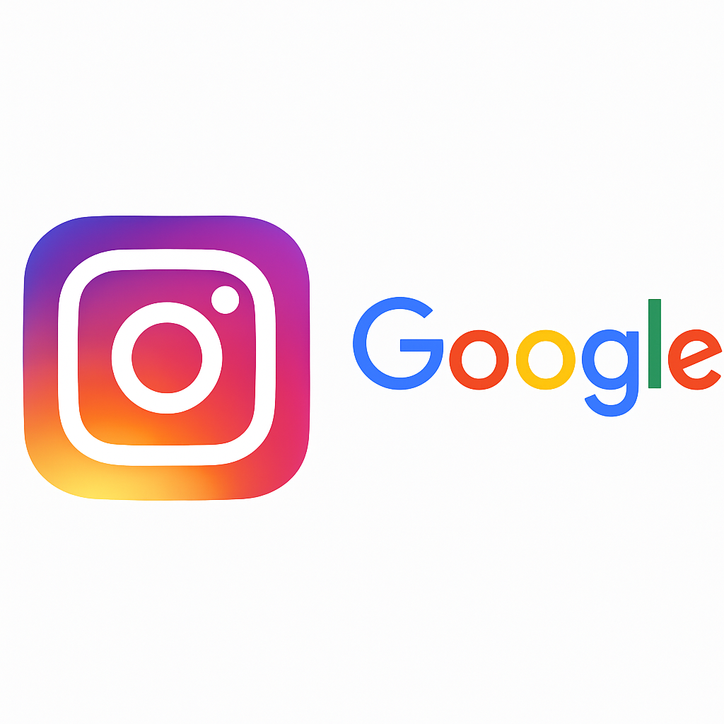 Instagram and Google logos side by side symbolizing new SEO update where Instagram posts appear in Google search
