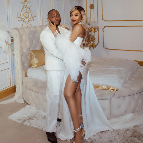 Davido and Chioma wedding glamorous Miami ceremony showing couple in regal attire