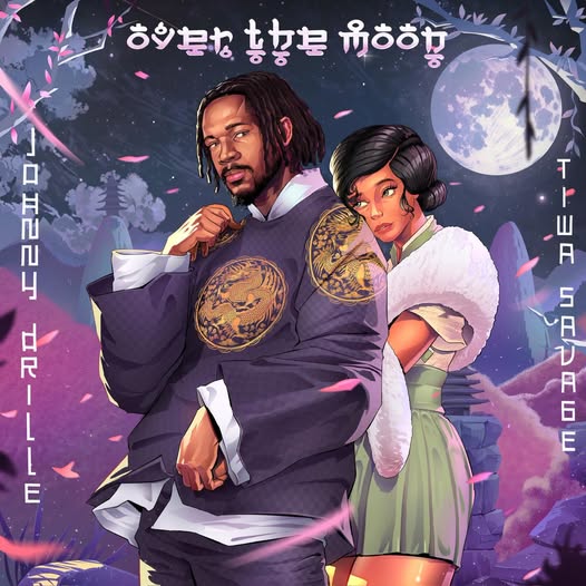 Promotional poster of Over The Moon single by Johnny Drille and Tiwa Savage
