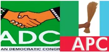 ADC emblem banner symbolizing political accusations between ADC and APC over violence in Ekiti.