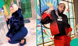 Davido and Esther Nwachukwu appear side by side in a stylized clash-themed image, branded with SparkMedia Africa.