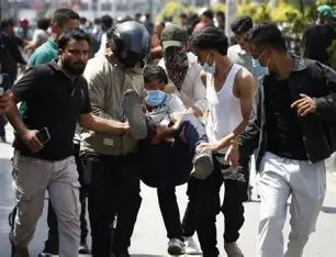 Nepal security forces clashing with unarmed student protesters during the September 2025 demonstrations