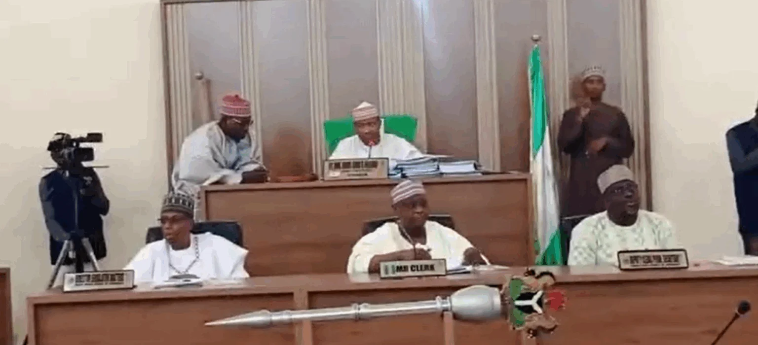 Kano State Assembly members announcing their defection to APC