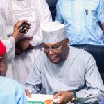 Atiku Abubakar addressing supporters during ADC presidential primary election