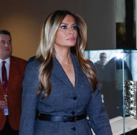 Historical portraits of prominent US First Ladies looking serious inside the White House.