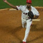 Los Angeles Angels pitcher José Soriano on the mound during a game.