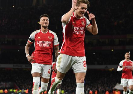 Martin Odegaard Celebrates Goal vs Chelsea