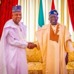 Vice President Kashim Shettima speaking alongside Kwara State Governor AbdulRahman AbdulRazaq in Ilorin.