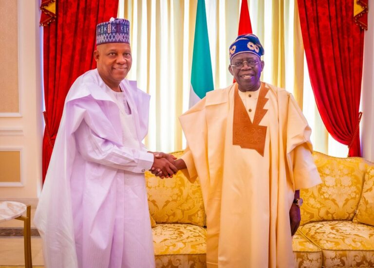 Vice President Kashim Shettima speaking alongside Kwara State Governor AbdulRahman AbdulRazaq in Ilorin.