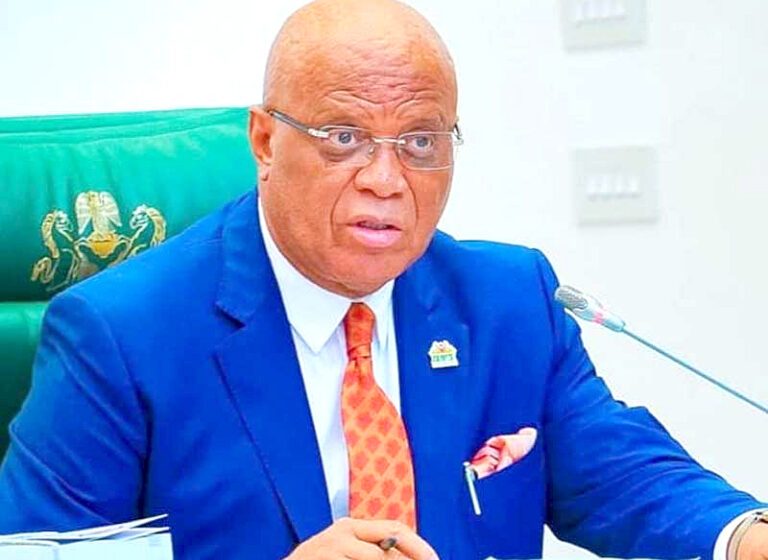 Akwa Ibom State Governor Umo Eno speaking at an official state event.