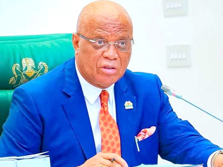 Akwa Ibom State Governor Umo Eno speaking at an official state event.