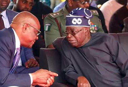 FCT Minister Nyesom Wike speaking on the Wike 2027 Tinubu reelection effort during an inspection in Abuja.